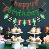 Gxsovso Football Happy Birthday Banner, Football Birthday Party Decorations, Pre-strung Football Party Decorations Supplies, Brown and Green Glitter