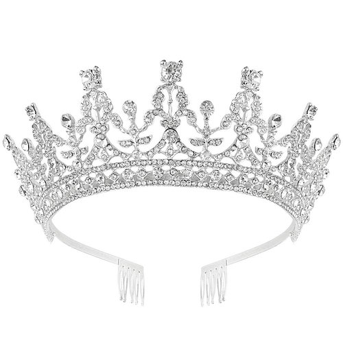 Didder Crowns for Women Silver Rhinestone Crown Tiara, Crown for Girls Tiaras and Crowns for Women, Tiaras for Girls Princess Crown Tiara with Combs Birthday Crown Tiara Wedding Bridal Tiara Prom