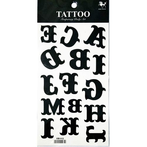 PP TATTOO 1 Sheet ABC letters English Alphabet School letters Temporary Tattoo for Women Girl Fake Tattoos Body Art Arm Jewelry Waterproof Tattoos Stickers Tattoos