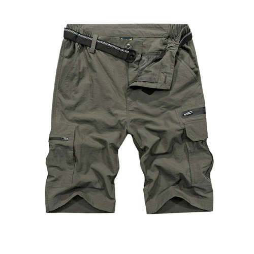 Jessie Kidden Mens Outdoor Casual Expandable Waist Lightweight Water Resistant Quick Dry Fishing Hiking Shorts #6222-Army Green,38