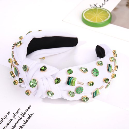 mokkia Pickleball Headband for Women Pickleball Paddle Headbands Rhinestone Pearl Jeweled Knotted Headband Game Day Sport Headband Pickleball Accessories Outfits Party Gifts (Pattern D-White)