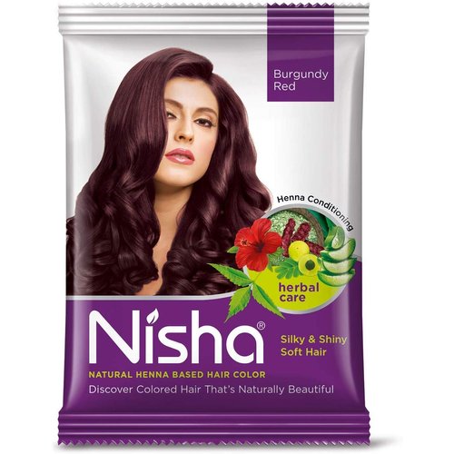 Nisha Henna-Based Hair Color Made From Henna Leaf No Ammonia 15gm Each Packet with Hair Color Bru...