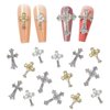 20pcs Retro Cross Nail Charms, Alloy Pearl Rhinestones Nail Gems Y2K Cross Nail Rhinestones for Nails, Punk Gothic Nail Art Charms Nail Design Kit Nail Supplies Jewelry Making Crafts for Women Girls