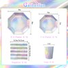 Gatherfun Iridescent Party Supplies - Disposable Paper Plates, Cups and Napkins, Ideal for Birthday, Mermaid Themed Events & Birthday or Wedding Party Decoration - Serves 16