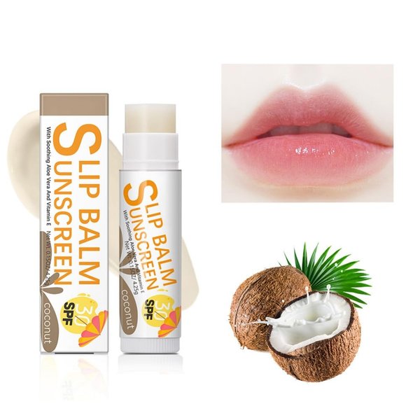 Ofanyia Sunscreen Lip Balm, SPF 30 Hydrating Lip Balm with Aloe and Vitamin E, Sun Screen Lip Protection & Treatment for Chapped Dry Lips, Lip Moisturizer Lip Care (coconut)