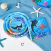 WERNNSAI Ocean Party Decorations - 64 Pcs Shark Party Plates Napkins Forks Under the Sea Theme Party Supplies Sea Animal Paper Plates Napkins for Kids Birthday Baby Shower Serves 16 Guests