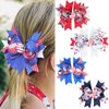 4th of July Hair Clips White Blue Red Bows Clips Grosgrain Hair Barrettes Independence Day Headwear Boutique Hairpin Hair Accessories Alligator Clips Supplies Party Decorations for Girls Kids 4PCS