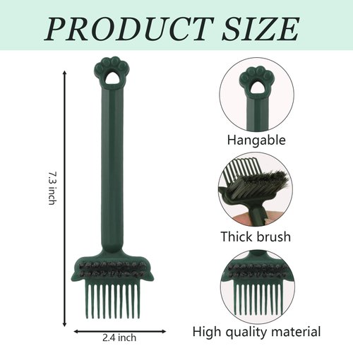 2-in-1 Hair Brush Cleaning Tool, Comb Cleaning Brush Hair Brush Cleaner with Pick and Bristles Hair Brush Remover Rake for Removing Hair Dust, Cute Comb Cleaner Tool for Home and Salon, Green