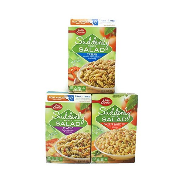 Variety Pack - Betty Crocker Suddenly Pasta Salad (7.25 Oz) - Caesar, Ranch & Bacon, Classic