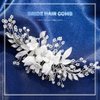 Olbye Wedding Hair Comb Rhinestone Silver Bridal Hair Pieces Flower Crystal Prom Headpiece Pearls Bride Hair Clips Bridesmaids Decorative Hair Side Combs Wedding Hair Accessories for Brides (Silver C)