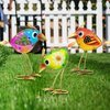 TUEVAK Birds Lawn Decorations for Outdoor: Metal & Glass Bird Garden Art, Craft Yard Statue Decoration Outside, Lawn Ornaments Gardening Gifts for Housewarming, Halloween, Birthday Gifts (3 PCS)