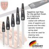 3 Swords Germany - Brand Quality Sapphire Metal Nail File Set (5 pcs.) with 3-Way Nail Buffer (1 pc.), Manicure Pedicure Finger & Toe Nail Care - Made in Solingen Germany (671)