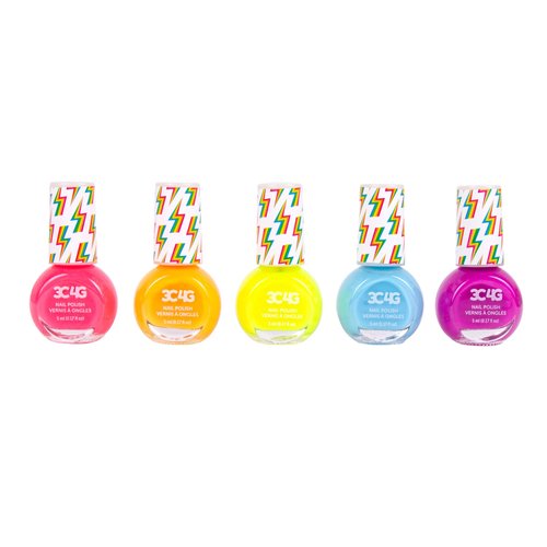 3C4G Neon Nail Polish Set - Quick Dry Nail Polish for Girls - includes 5 Neon Colors - Non-Toxic Nail Polish Kit for Kids Ages 8+ by Make It Real