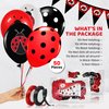 Ladybug 12" Birthday Party Balloons 50 Pcs | Red Black Polka Dots Ladybug Design Premium Latex Balloons | Perfect for Ladybug Birthday Party Decorations and Baby Shower Decorations by Vision E.D.
