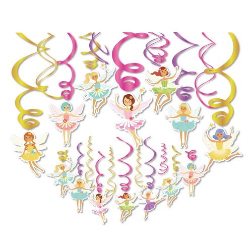 30Pcs Fairy Hanging Swirl Decoration Fairy Theme Ceiling Whirl Hanging Party Supply for Girl Birthday Party Decorations, Baby Shower Party Hanging Decor