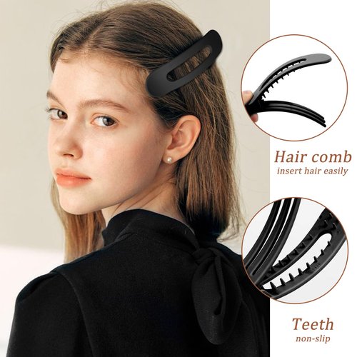 YONOY 6Pcs Flat Hair Clips Medium Hair Barrettes for Women,Strong Hold Lay Flat Hair Clip Flat Lay Clip Acrylic Flat Hair Claw Clips Matte Duck Billed Clip Hair Claw for Women Girls