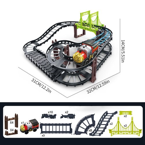 Lebowen Vintage Train Track Set - 38 Pieces DIY Assembled Tracks Battery Operated|Home Party Decorations Birthday Toys Halloween for Kids Over 3 Years Old