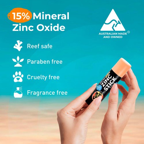 Sun Zapper Zinc Oxide Stick Mineral Sunscreen Light Skin Tone, Bronze, Tan SPF 50+ Water Resistant for Face & Body, Adults, Kids (0.42 Oz, 12g) Broad Spectrum Sun Block, Made in Australia