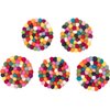 Round Felt Ball Coasters - 100% Merino Wool Table Coasters - Felt Coaster Pads, Absorbent Trivet for Drinks - Heat Resistant, Thick & Durable Hand Felted in Nepal by Woolygon- Multicolor - Set of 5