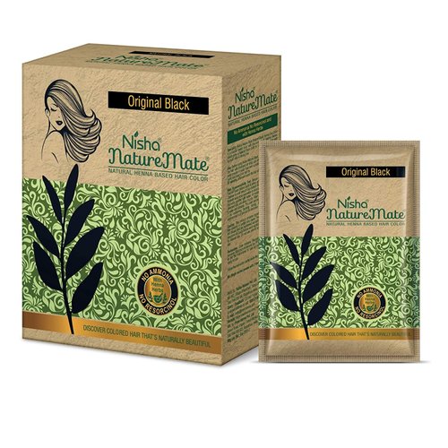 Nisha Naturemate Natural Henna Based Hair Color, Black Hair Dye, No Ammonia, Natural Black Hair C...