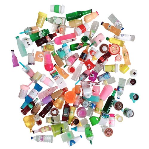 Anrher 100pcs Miniature Drinks Decoration Mixed Wine Coffee Resin Sets for Childrens Doll House Pretend Kitchen Play Cooking Game DIY Party Afternoon Tea¡­