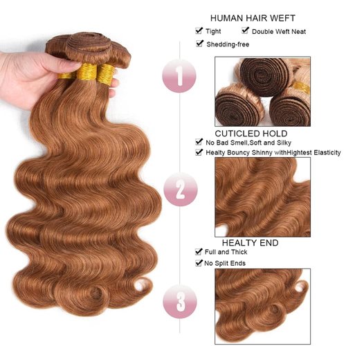 DiexrLamx Hair Color #30 Bundles Light Brown Body Wave Human Hair Bundles Unprocessed Peruvian Virgin Hair 3 Bundles 20 20 20 Inch Color #30 Body Wave Bundles Human Hair Brown Bundles