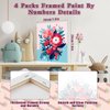4 Pack Flower Paint by Number for Kids with Wooden Frame-Paint by Numbers for Kids Flowers Ages 4-8-12,Easy Paint with Numbers DIY Acrylic Oil Painting Kits for Home Wall Decor(8X8inch)