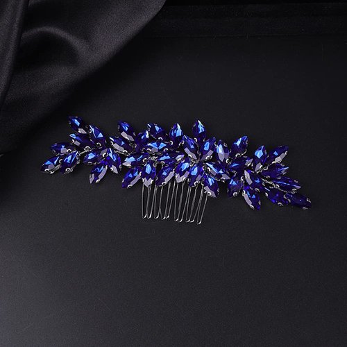 Jumwrit Bride Wedding Hair Comb Rhinestone Bridal Hair Comb Wedding Headpiece Handmade Hair Accessories for Bridesmaid Women Girls(Blue)