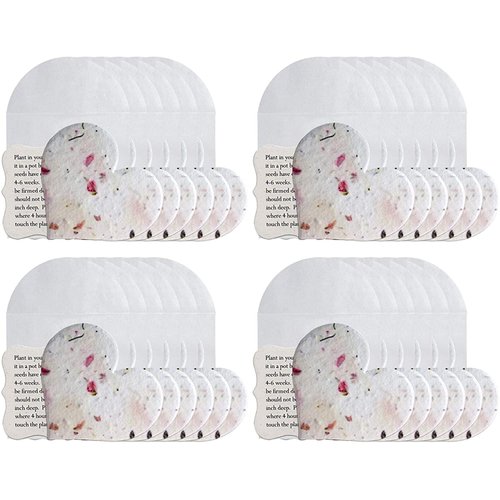 Seed Bloom 24-Piece Set Handmade Seed Paper Embedded With Wildflower Seeds Recycled Seeded Paper Tags, Cards Stationery & Wrapping Supplies (Hearts, Envelope, & Planting Guide)