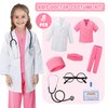 Doctor Costume for Kids - 8pcs Kids Scrubs with Lab Coat Dress Up Set, Halloween Costumes for Girls Boys, Toddler Halloween Costume Pretend Play Kit, Kids Dress Up Clothes Costume for Girls 3-10