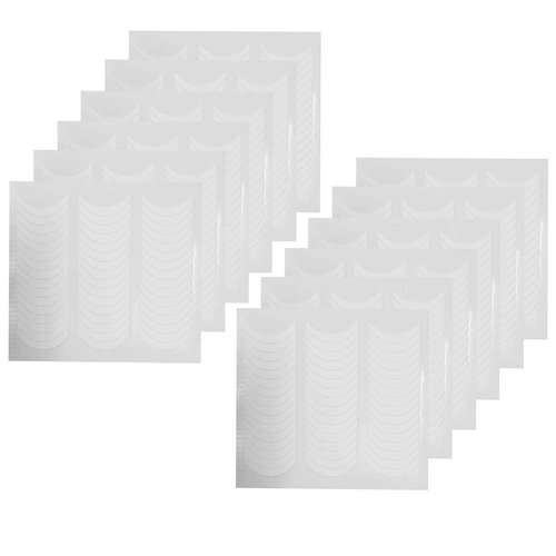 BlingKingdom 576pcs 12 Sheets French Nail Self-Adhesive Stickers Stencils Manicure Nail Tips Smile Line Guide for Women Girls - Moon Shape Design