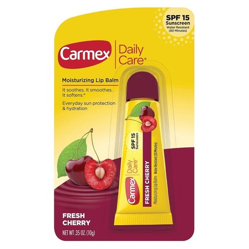Carmex Lip Balm Tube Fresh Cherry SPF#15 0.35 Ounce (12 Pack)
