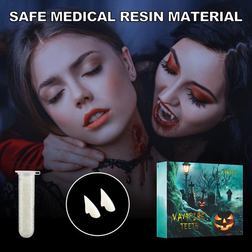 CIKICY Vampire Teeth Halloween Party Favors Vampire Fangs Kids, Fake Fangs Teeth Realistic Cosplay Werewolf Vampire Accessories, Scary Kids Party Decorations Halloween Teeth Makeup Gifts