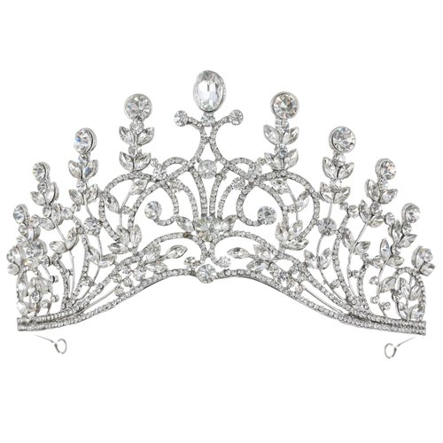 SAMKY Bride's Wedding Tiara Headpiece Silver Bridal Crown Rhinestone Crystal Hair Accessories for Woman