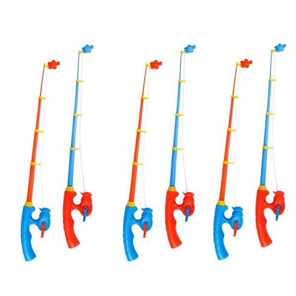 Toddler Toy Kids Magnetic Fishing Rod Toy: 6pcs Plastic Fishing Toy Pole Floating Fishing Game Rod Bathtime Carnival Toddler Education Teaching Toy (Random Color) Toddler Tub Toys