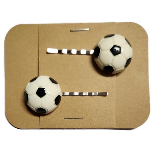 SOCCER BALL Sport Handmade Bobby PIn Hair clips - Set of 2