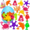 Toddler Suction Bath Toys, Ocean Animal Suction Cup Toys with Eggshell & Bag No Hole Mold Free Bathtub Shower Toy for Kids Sensory Window Building Toy Gifts for 2 3 4 5 Year Old Boys Girls Party Favor