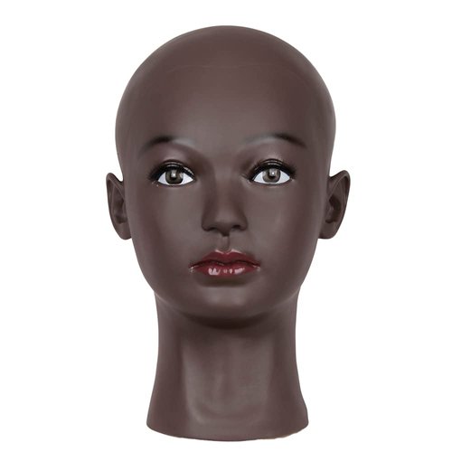 HAIR WAY HAIR WAY Bald Mannequin Head Female Professional Cosmetology Head Make up Doll Head for Wig Making, Displaying, Eyeglasses, Hair with T-pins (Black)