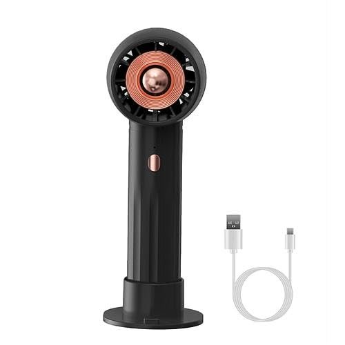 [Pack of 2] Portable Handheld Fan Rechargeable Pocket Personal Fan Quiet Desk Phone Holder Fan with 3 Speeds Removable Base for Commute Office Outdoor Indoor