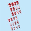 Christmas Press on Nails Square Medium Fake Nails with Snowflake Red White Stripes Pattern, Winter Xmas Design False Nails with Glue Full Cover Artificial Acrylic Nails -24pcs