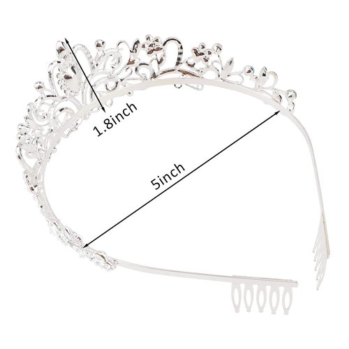 Didder Silver Tiara for Women, Pink Crystal Tiaras and Crowns for Women Tiaras for Girls Elegant Crown with Combs Princess Crown Tiara Birthday Crowns for Women Bridal Wedding Prom Birthday Party