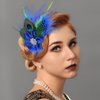 Yokawe Elegant Blue Peacock Hair Accessories with Crystal for Gatsby Party - Women's Feather Hair Clips