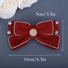 Wiwpar Rhinestone Red Velvet Bow Hair Clip Non-Slip Bowknot Hairpin Clips French Barrettes Hair Clips Ponytail Holder Christmas Prom Hair Accessories for Women Girls Kids Teens Birthday Gifts (Red)