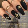 Flowers Nail Art Stickers Decal 3D Self-Adhesive Gold Flower Leaf Lace Nail Supplies Flower Nail Stickers Geometry Line Nail Designs for Women Girls Nail Art Decorations(Gold)