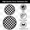 96 Pcs Checkered Plates and Napkins Party Supplies Racing Party Favors Race Car Birthday Decorations Checkered Flag Party Supplies