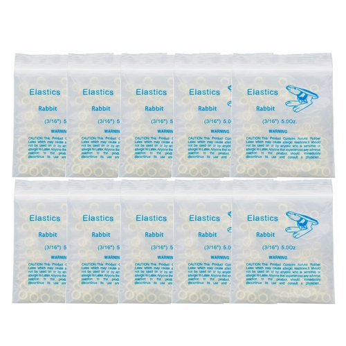 Dental Orthodontic Elastics Rubber Latex Bands Ties Braces 5.0oz Zoo Pack 10Packs 1000Pcs (Rabbit 3/16" 5.0oz)