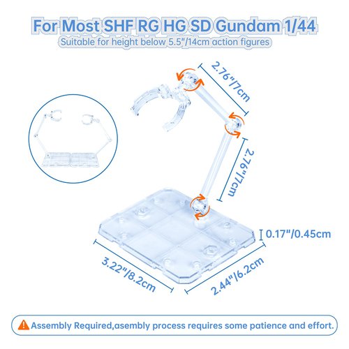 QYILUARE Action Figure Stands,Assembly Required 6 Pcs Action Figure Display Holder Base Doll Model Support Stand Compatible with SHF HG RG SD Gundam 1/44,Clear