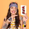 Y 10 Sheet Skull Flower Temporary Tattoo Stickers Men Women Makeup Festival Carnival Birthday Party Fake Body Tattoos for Horror Theme Face Tattoos Body Tattoos