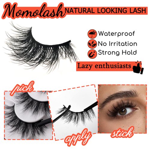 Eyelashes Wispy Faux Mink Lashes Fluffy Eye Lashes 7 Pairs Natural Look 8D Volume 16mm Fake Eyelashes Pack False Eyelashes Natural Look by MOMOLASH