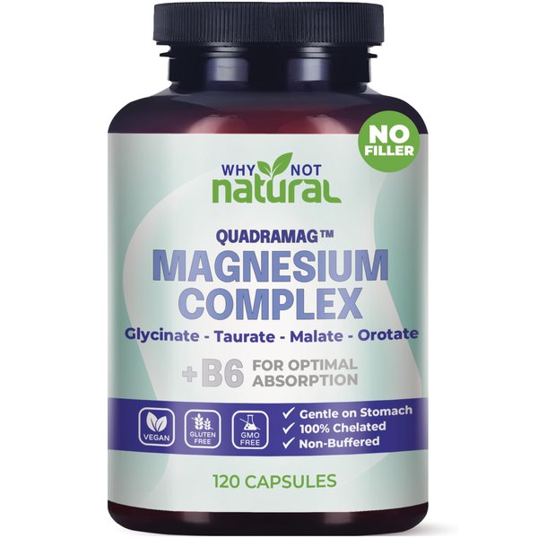 4-in-1 Magnesium Complex Supplement - Glycinate, Taurate, Malate, Orotate Blend - 300 mg per Serving, 120 Capsules
